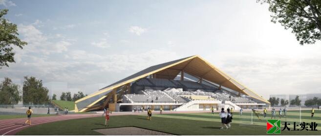 看臺(tái)樓田徑場(chǎng)方向人視效果圖