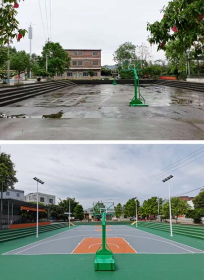籃球場(chǎng)改造前后對(duì)比